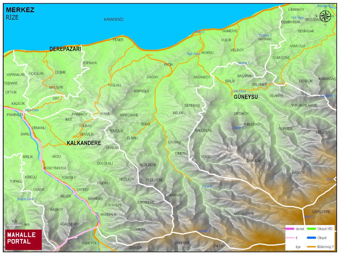 MERKEZ Fiziki Haritası | Yükselti ve Doğa Özellikleri