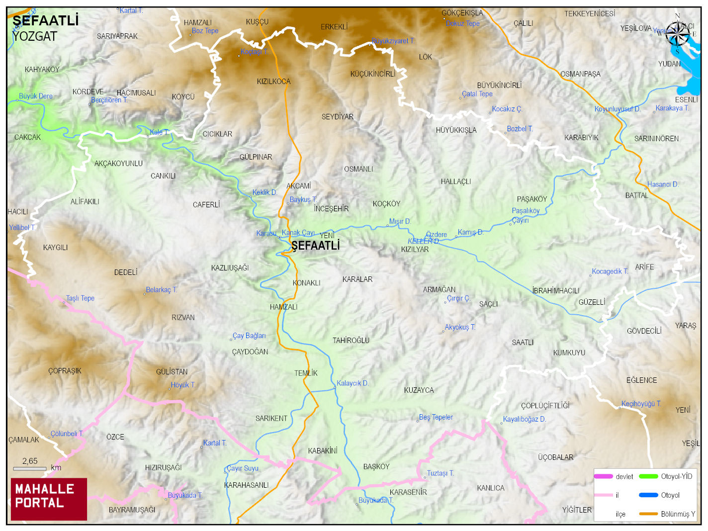 ŞEFAATLİ Fiziki Haritası | Coğrafi Yapı ve Detaylı İlçe Haritası