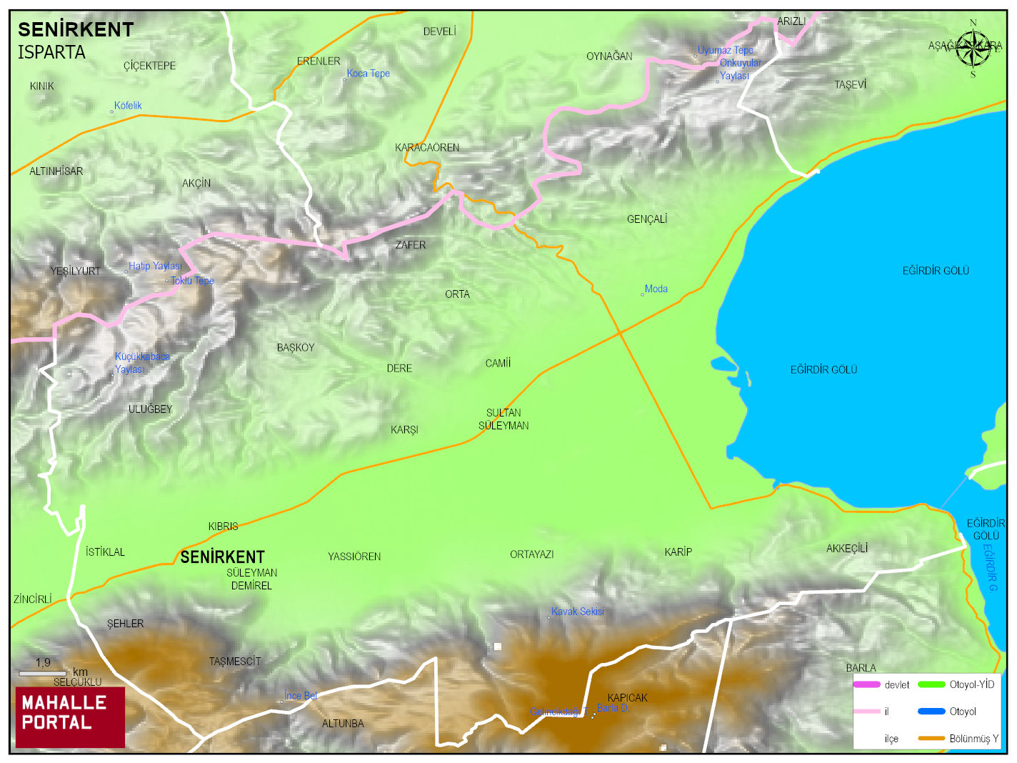 SENİRKENT Fiziki Haritası | Coğrafi Yapı ve Detaylı İlçe Haritası