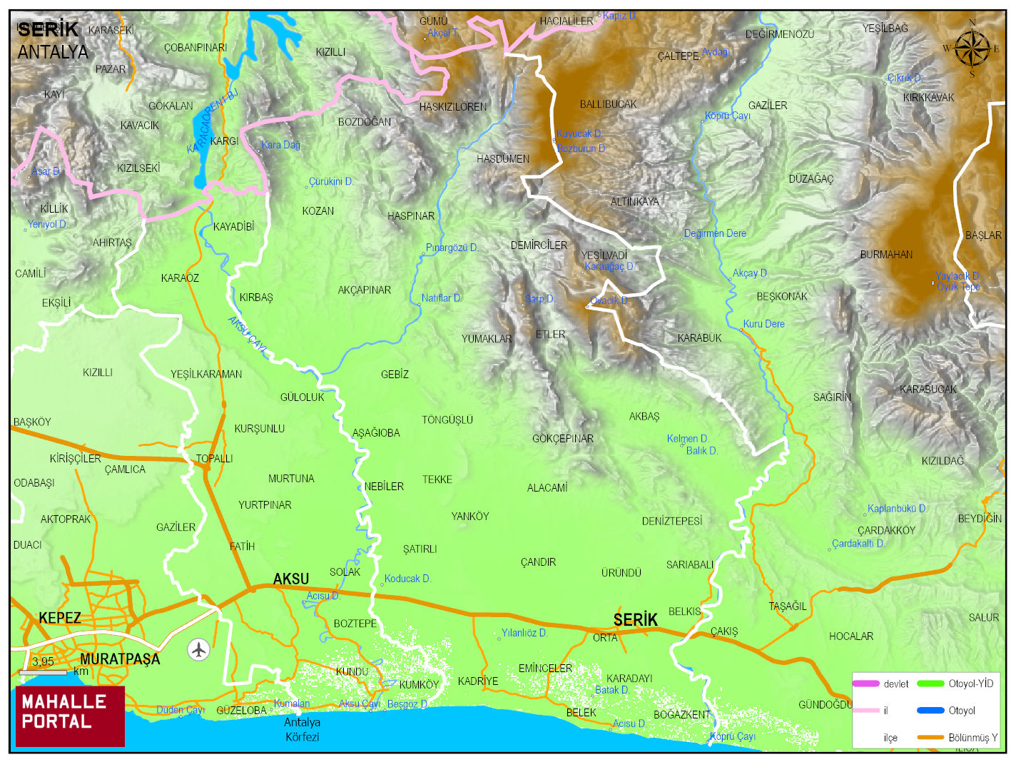 SERİK Fiziki Haritası | Coğrafi Yapı ve Detaylı İlçe Haritası