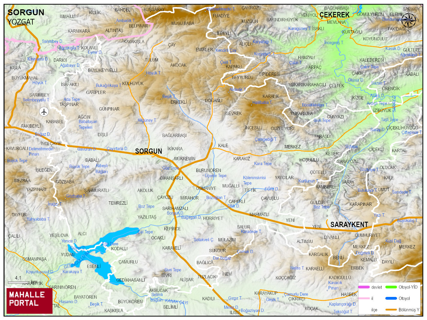 SORGUN Fiziki Haritası | Coğrafi Yapı ve Detaylı İlçe Haritası