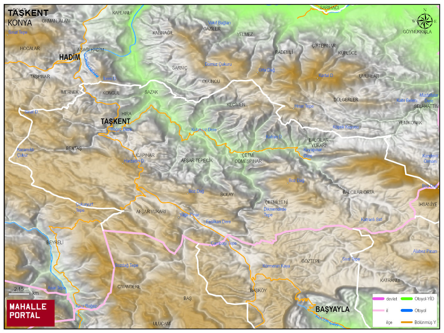TAŞKENT Fiziki Haritası | Coğrafi Yapı ve Detaylı İlçe Haritası