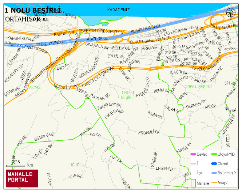 1 NOLU BEŞİRLİ Mahallesi Haritası | Coğrafi Yapı ve Detaylı Haritası