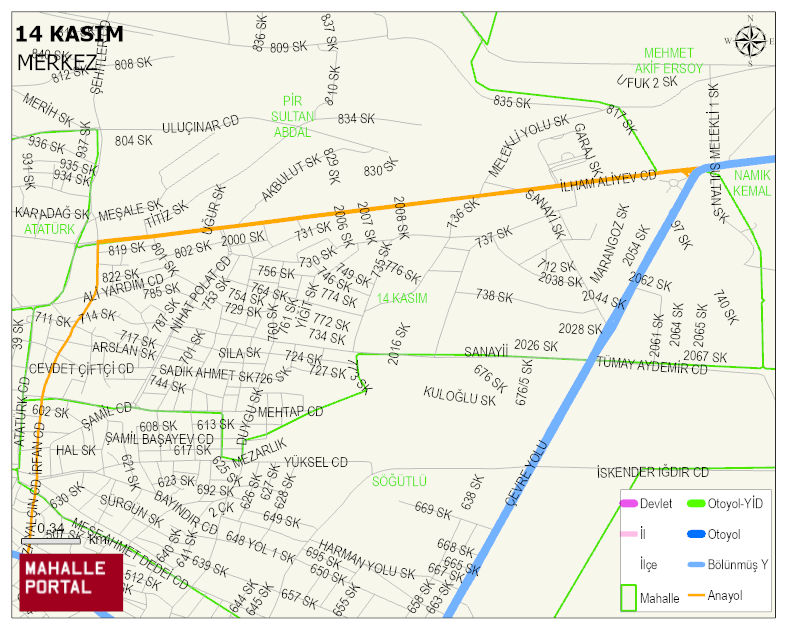 14 KASIM Mahallesi Haritası | Uydu Görüntüsü ve Harita Detayları