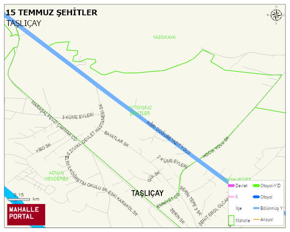 15 TEMMUZ ŞEHİTLER Mahallesi Haritası | Yükselti ve Doğa Özellikleri