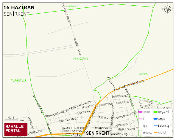 16 HAZİRAN Mahallesi Haritası | Mahalle ve Köy Sınırı