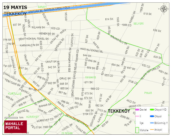 19 MAYIS Mahallesi Haritası | Dağlar, Ovalar ve Akarsu Bilgileri