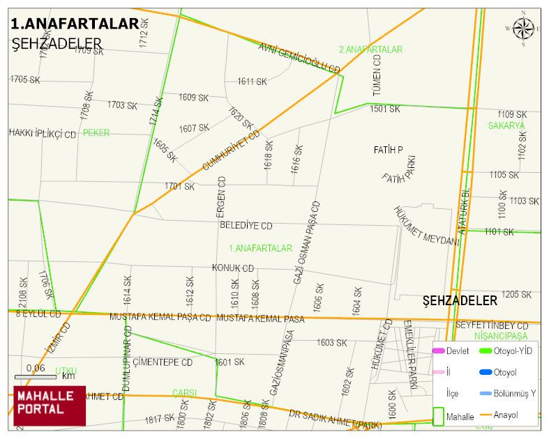 1.ANAFARTALAR Mahallesi Haritası | Güncel Mahalle ve Köy Haritası