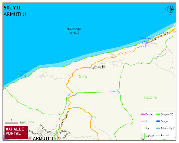 50. YIL Mahallesi Haritası | İnteraktif Köy ve Mahalle Sınırları