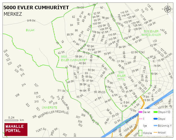 5000 EVLER CUMHURİYET Mahallesi Haritası | İnteraktif Köy ve Mahalle Sınırları