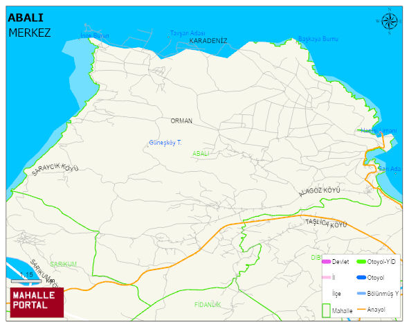 ABALI Köyü Haritası | Mahalle ve Köy Sınırı