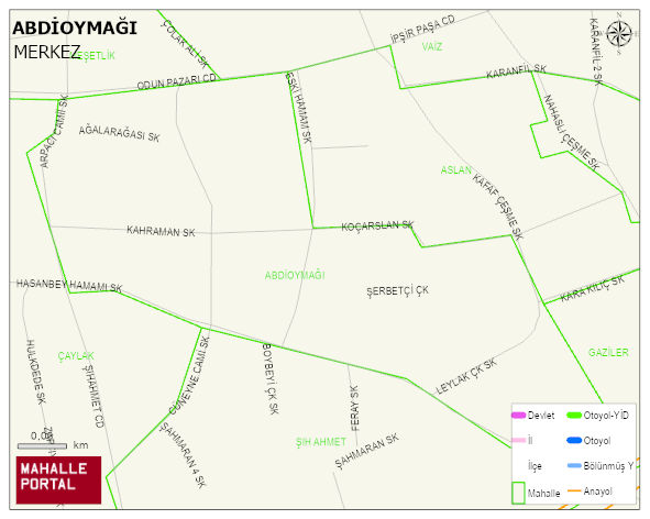 ABDİOYMAĞI Mahallesi Haritası | İnteraktif Köy ve Mahalle Sınırları