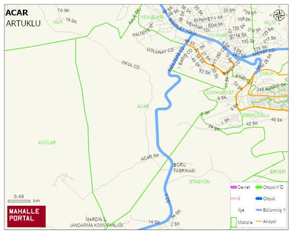 ACAR Mahallesi Haritası | Yükselti ve Doğa Özellikleri