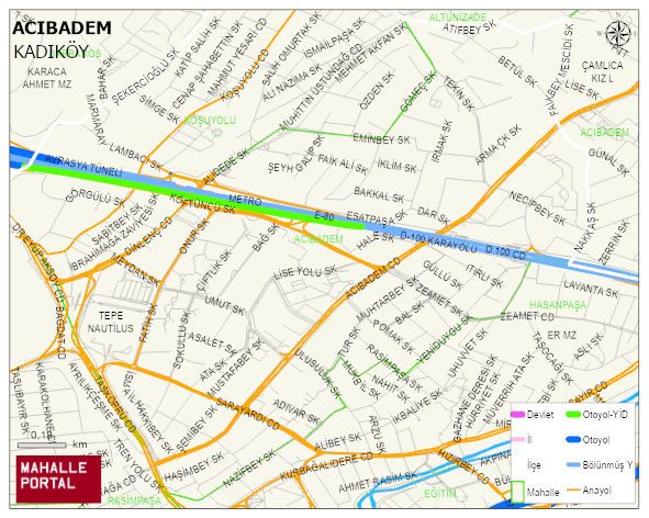 ACIBADEM Mahallesi Haritası | Mahalle ve Köy Sınırı