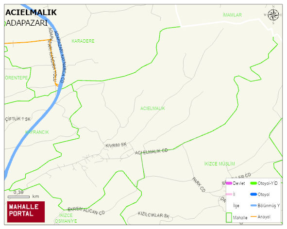 ACIELMALIK Mahallesi Haritası | Dağlar, Ovalar ve Akarsu Bilgileri