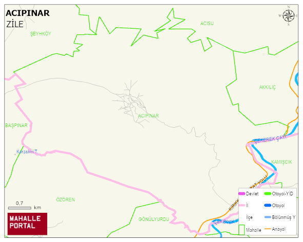 ACIPINAR Köyü Haritası | Dağlar, Ovalar ve Akarsu Bilgileri