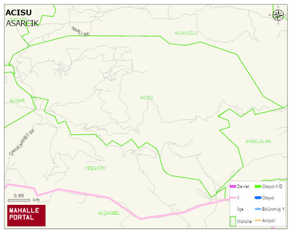 ACISU Mahallesi Haritası | Yükselti ve Doğa Özellikleri