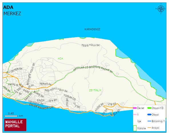 ADA Mahallesi Haritası | Dağlar, Ovalar ve Akarsu Bilgileri