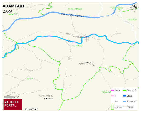 ADAMFAKI Köyü Haritası | Mahalle ve Köy Sınırı