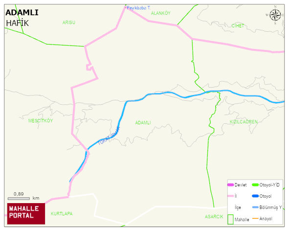 ADAMLI Köyü Haritası | İnteraktif Köy ve Mahalle Sınırları