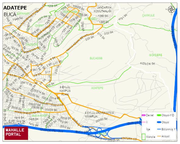 ADATEPE Mahallesi Haritası | Yükselti ve Doğa Özellikleri
