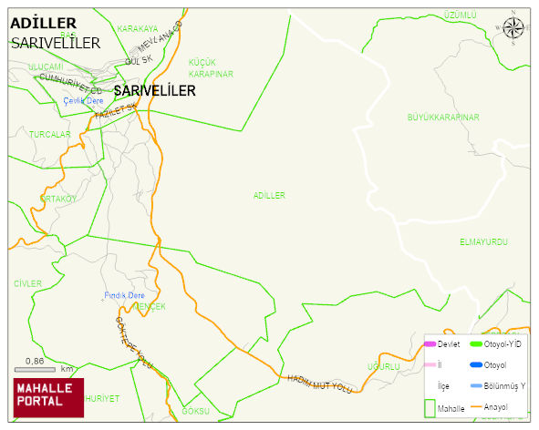ADİLLER Mahallesi Haritası | Detaylı Köy ve Mahalle Görünümü