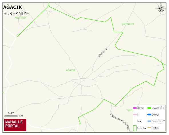 AĞACIK Mahallesi Haritası | Mahalle ve Köy Sınırı