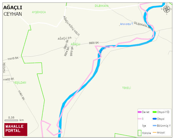 AĞAÇLI Mahallesi Haritası | Yükselti ve Doğa Özellikleri