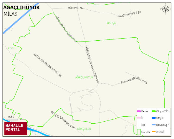 AĞAÇLIHÜYÜK Mahallesi Haritası | Sayısal Bölge Görünümü