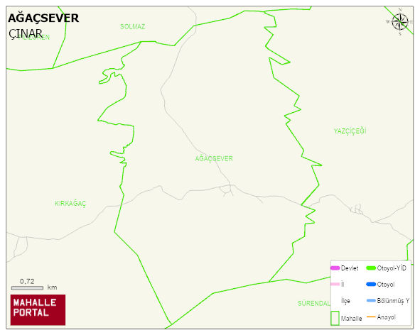 AĞAÇSEVER Mahallesi Haritası | Dağlar, Ovalar ve Akarsu Bilgileri