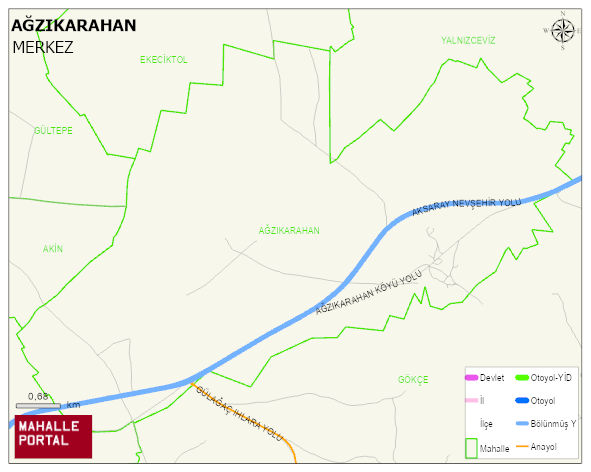 AĞZIKARAHAN Köyü Haritası | Detaylı Köy ve Mahalle Görünümü