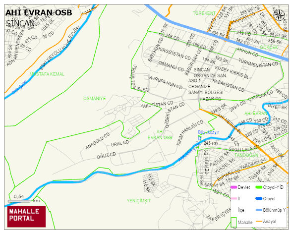 AHİ EVRAN OSB Mahallesi Haritası | Detaylı Köy ve Mahalle Görünümü