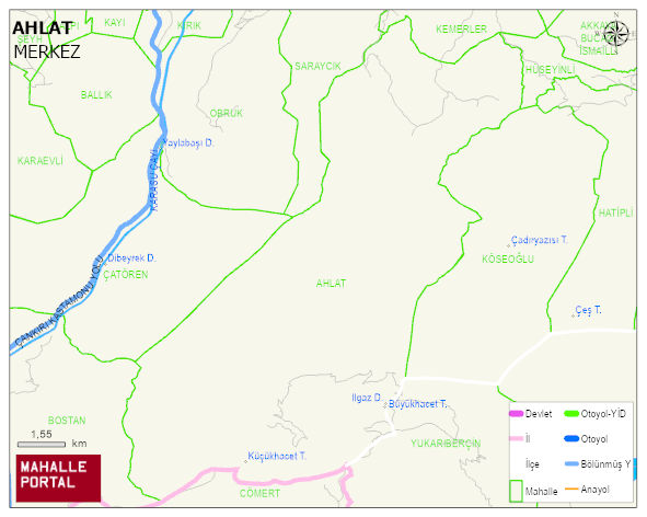 AHLAT Köyü Haritası | Dağlar, Ovalar ve Akarsu Bilgileri