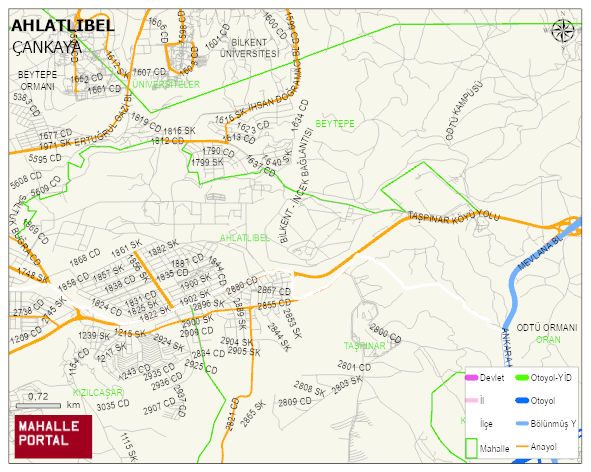 AHLATLIBEL Mahallesi Haritası | Yükselti ve Doğa Özellikleri