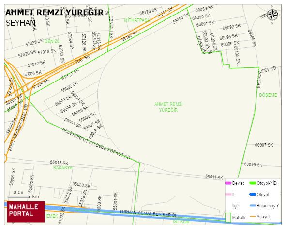 AHMET REMZİ YÜREĞİR Mahallesi Haritası | İnteraktif Köy ve Mahalle Sınırları