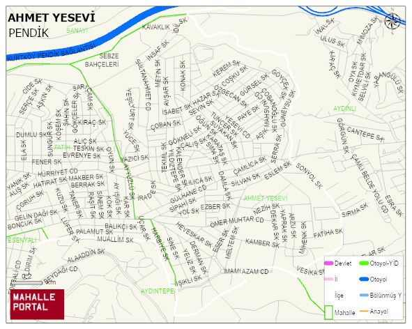 AHMET YESEVİ Mahallesi Haritası | Yükselti ve Doğa Özellikleri