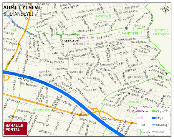 AHMET YESEVİ Mahallesi Haritası | Coğrafi Yapı ve Detaylı Haritası