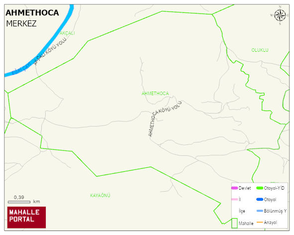 AHMETHOCA Köyü Haritası | Yükselti ve Doğa Özellikleri