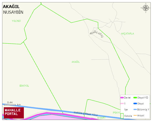 AKAĞIL Mahallesi Haritası | Mahalle ve Köy Sınırı