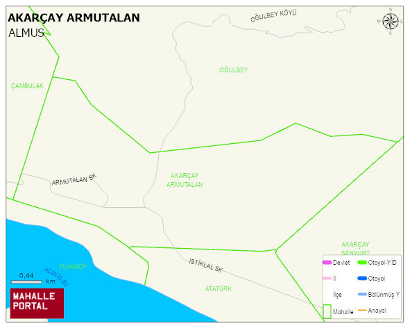 AKARÇAY GÖRÜMLÜ BELDESİ AKARÇAY ARMUTALAN Mahallesi Haritası | Detaylı Köy ve Mahalle Görünümü