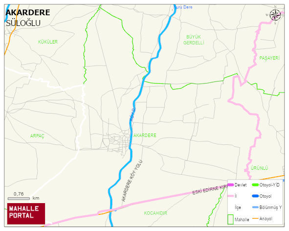 AKARDERE Köyü Haritası | İnteraktif Köy ve Mahalle Sınırları