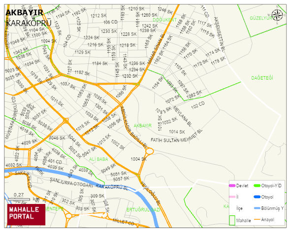 AKBAYIR Mahallesi Haritası | Mahalle ve Köy Sınırı