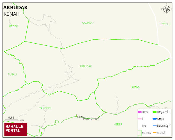 AKBUDAK Köyü Haritası | Coğrafi Yapı ve Detaylı Haritası