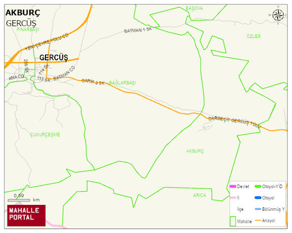 AKBURÇ Köyü Haritası | Sayısal Bölge Görünümü