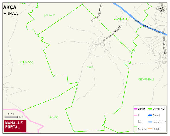 AKÇA Köyü Haritası | Yükselti ve Doğa Özellikleri