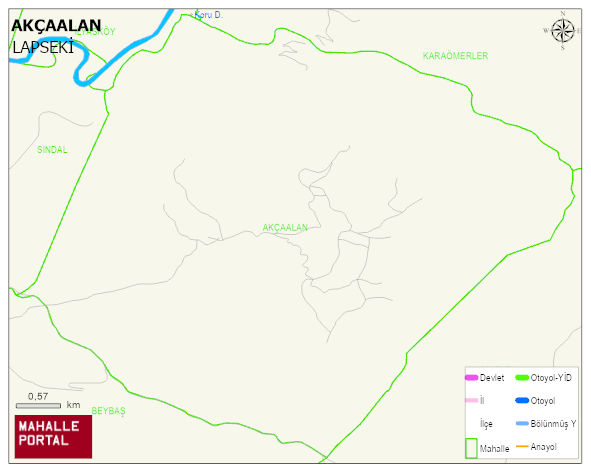 AKÇAALAN Köyü Haritası | Dağlar, Ovalar ve Akarsu Bilgileri