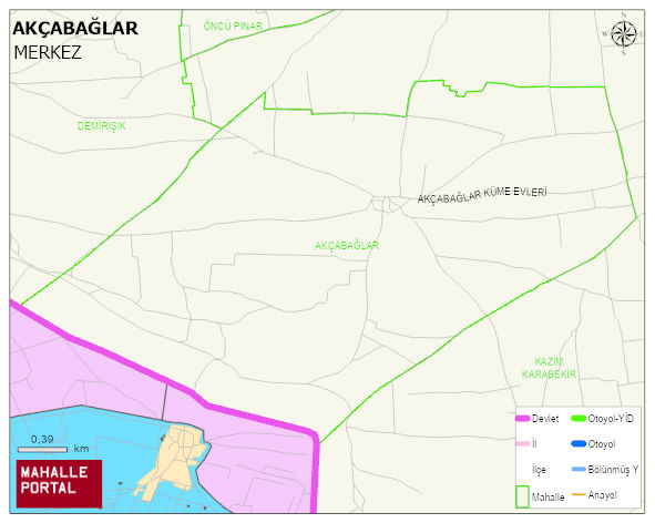 AKÇABAĞLAR Köyü Haritası | İnteraktif Köy ve Mahalle Sınırları