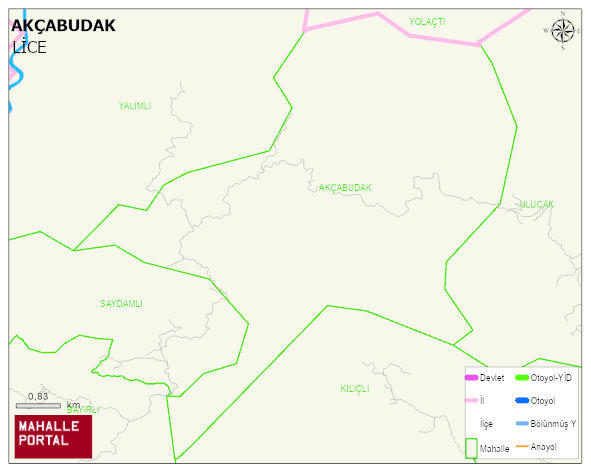 AKÇABUDAK Mahallesi Haritası | Coğrafi Yapı ve Detaylı Haritası