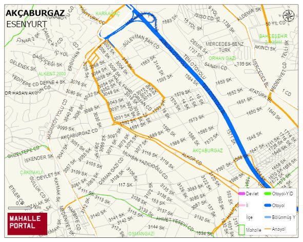 AKÇABURGAZ Mahallesi Haritası | Sayısal Bölge Görünümü