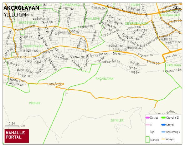 AKÇAĞLAYAN Mahallesi Haritası | Coğrafi Yapı ve Detaylı Haritası